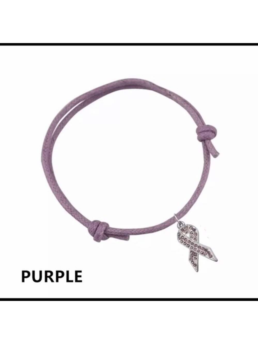 Purple Cancer Awareness Adjustable Bracelet